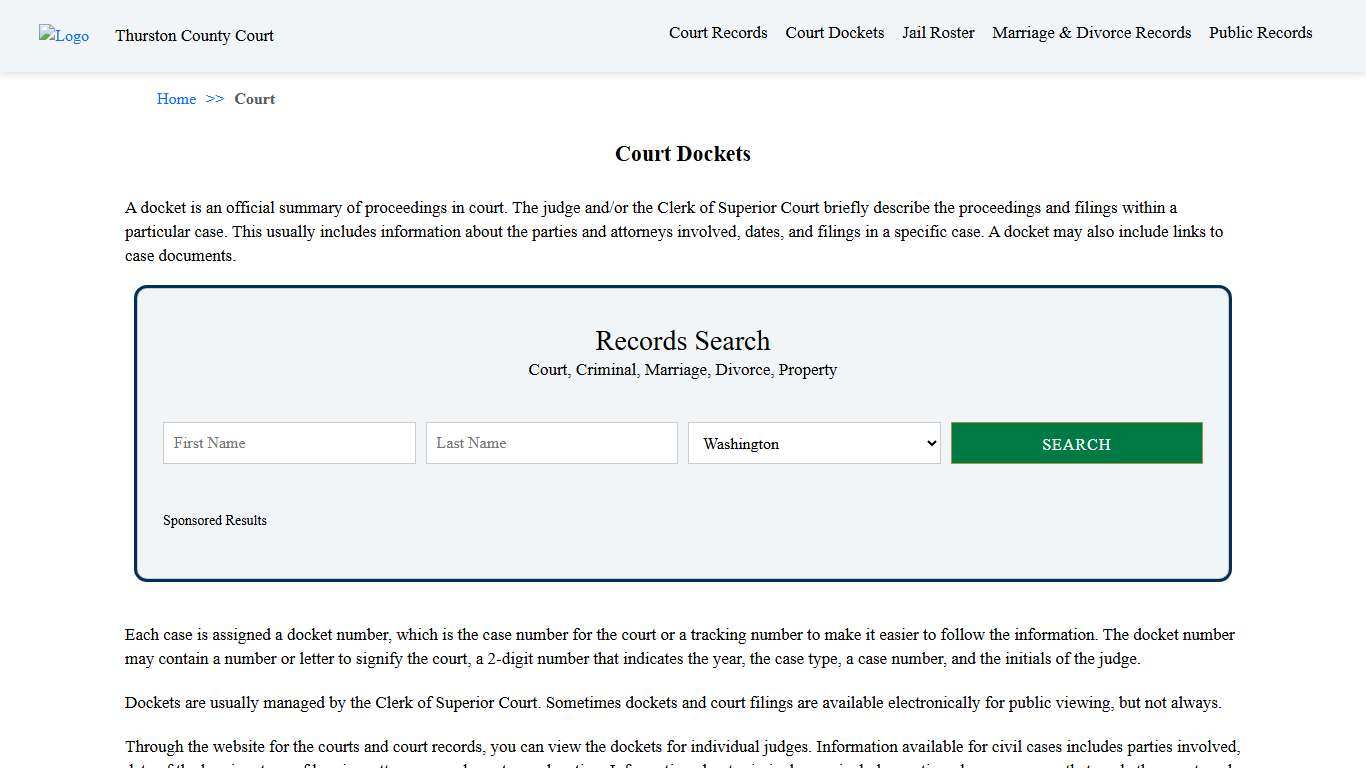 Court Dockets Thurston County Court