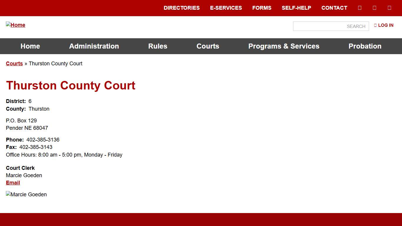 Thurston County Court Nebraska Judicial Branch