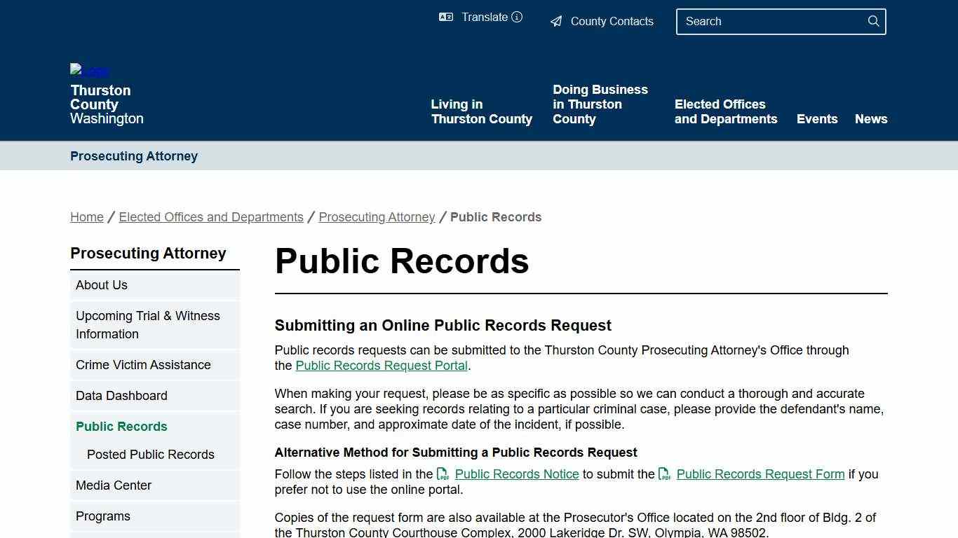 Public Records Thurston County