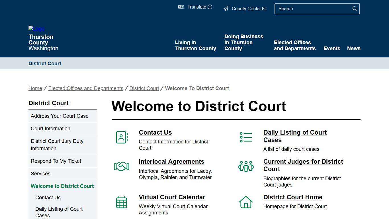 Welcome to District Court Thurston County