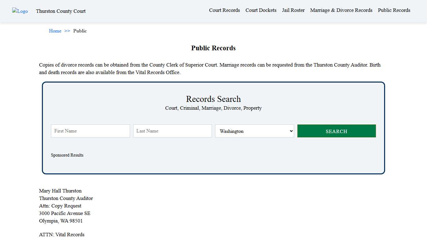 Public Records Thurston County Court